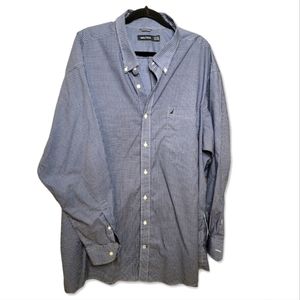 Nautica Button Down Long Sleeve Men's 3XL Blue Plaid